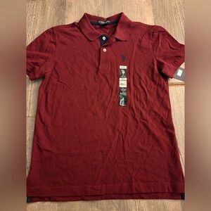 2 US Polo Assn. Boys Polo Shirts burgundy and tan lot bundle